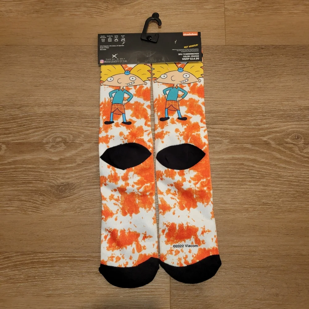 Odd Sox Nickelodeon Hey Arnold Men's Crew Socks Knits Fits Sizes 6-13 New